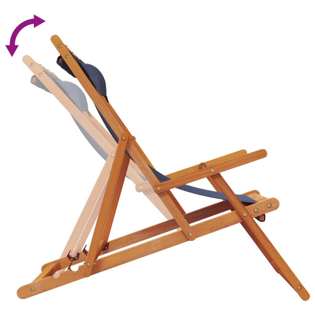 vidaXL Καρέκλες Παραλίας Πτυσσόμενες 2 τεμ. Μπλε Υφασμάτινες