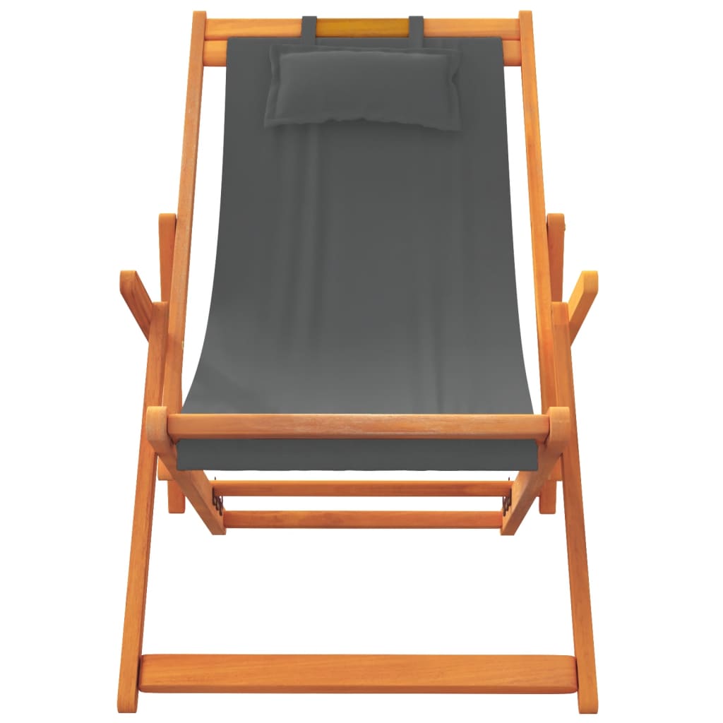 vidaXL Καρέκλες Παραλίας Πτυσσόμενες 2 τεμ. Γκρι Υφασμάτινες