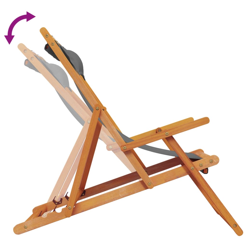 vidaXL Καρέκλες Παραλίας Πτυσσόμενες 2 τεμ. Γκρι Υφασμάτινες