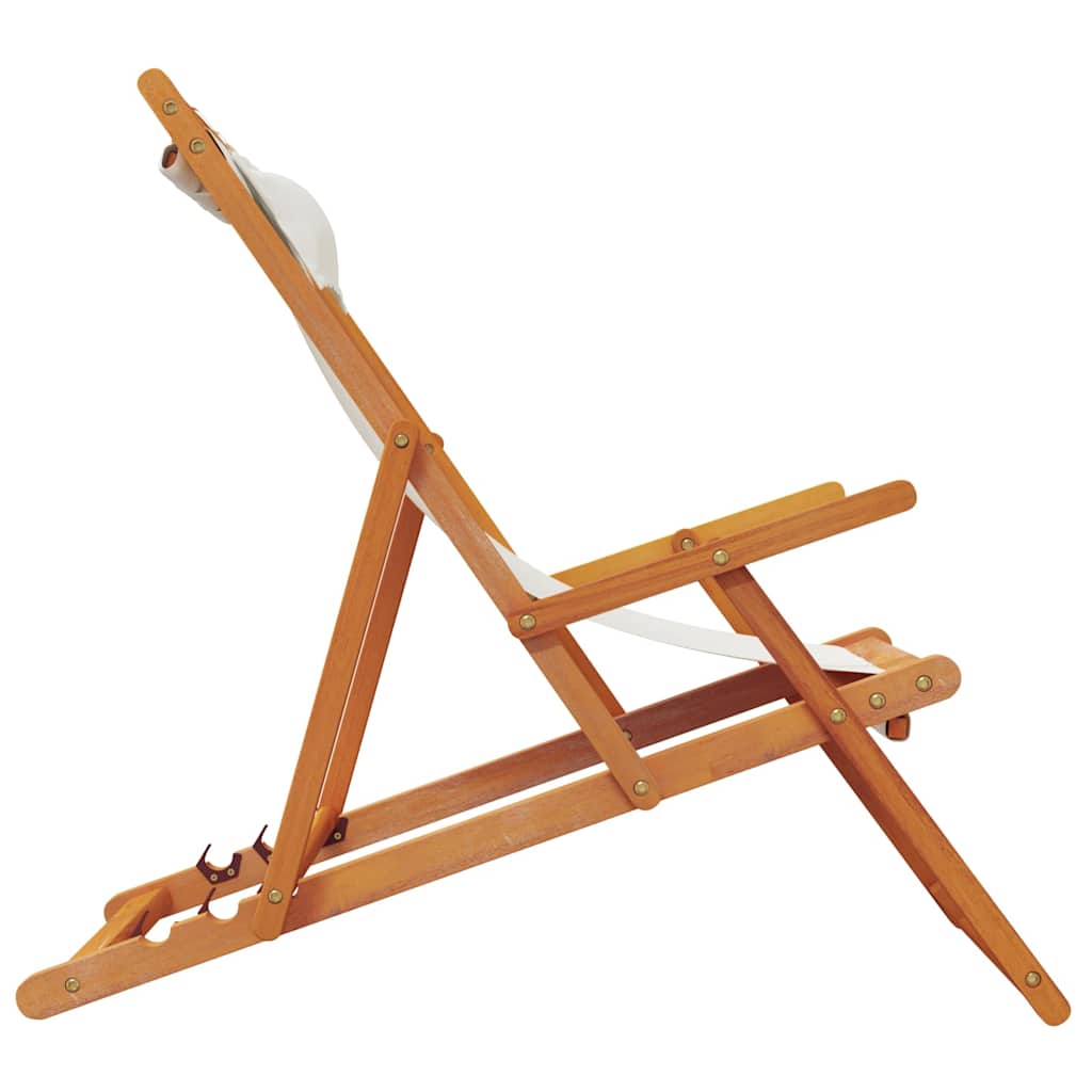 vidaXL Καρέκλες Παραλίας Πτυσσόμενες 2 τεμ. Κρεμ Υφασμάτινες