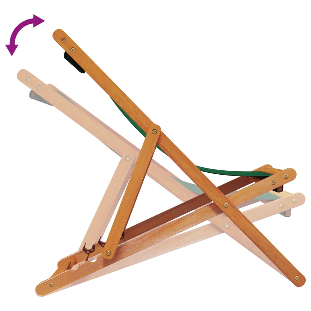 vidaXL Καρέκλες Παραλίας Πτυσσόμενες 2 τεμ. Πράσινες Υφασμάτινες