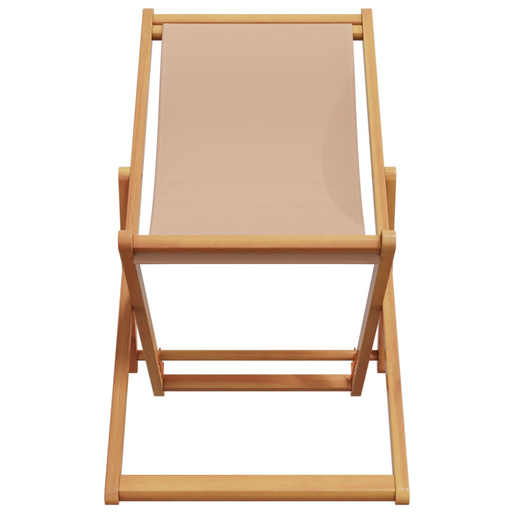 vidaXL Καρέκλες Παραλίας Πτυσσόμενες 2 τεμ. Taupe Ύφασμα & Μασίφ Ξύλο