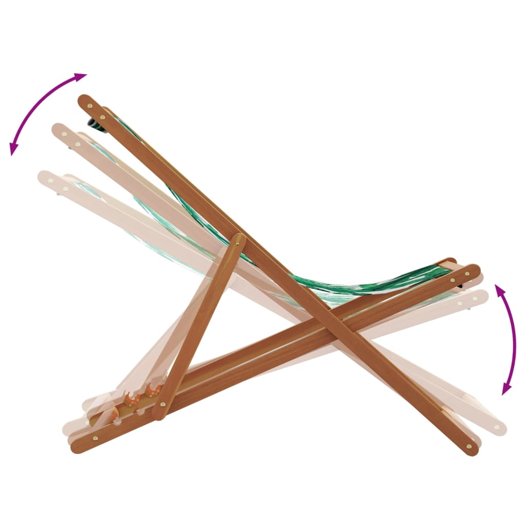 vidaXL Καρέκλες Παραλίας Πτυσσόμενες 2 τεμ. Σχέδιο Ύφασμα & Μασίφ Ξύλο