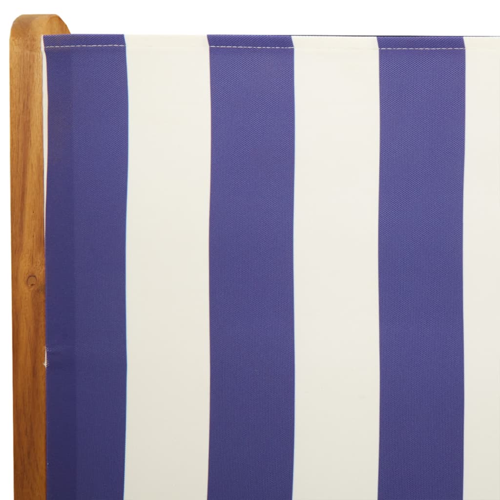 vidaXL Καρέκλες Κήπου Ανακλινόμενες 4Τεμ. Μπλε/Λευκό Ύφασμα/Μασίφ Ξύλο