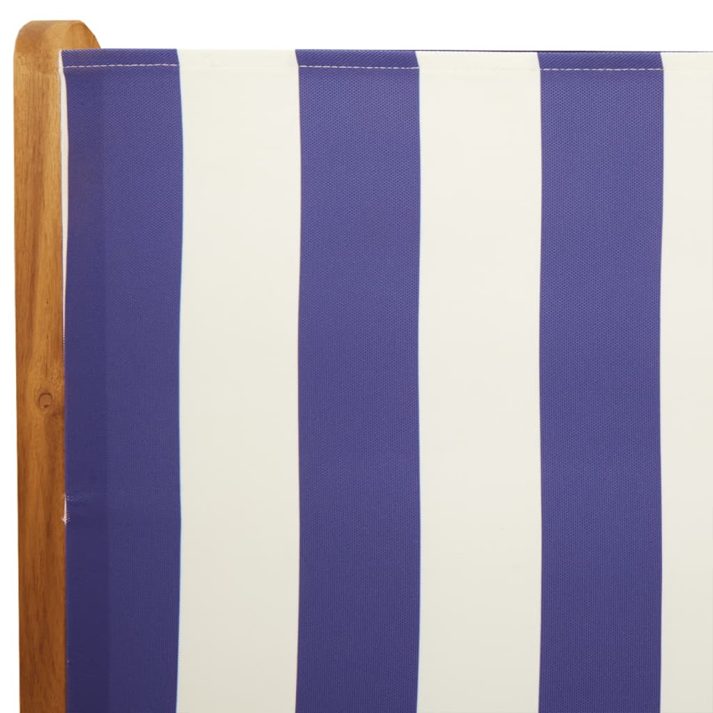 vidaXL Καρέκλες Κήπου Ανακλινόμενες 8Τεμ. Μπλε/Λευκό Ύφασμα/Μασίφ Ξύλο