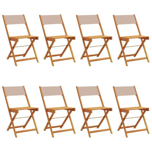 vidaXL Καρέκλες Κήπου Πτυσσόμενες 8 Τεμ. Taupe από Ύφασμα/Μασίφ Ξύλο