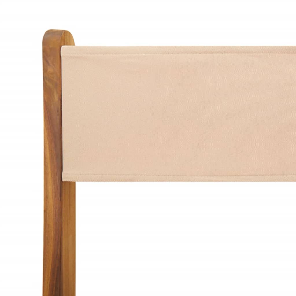 vidaXL Καρέκλες Κήπου Πτυσσόμενες 4 τεμ. Μπεζ από Ύφασμα / Μασίφ Ξύλο