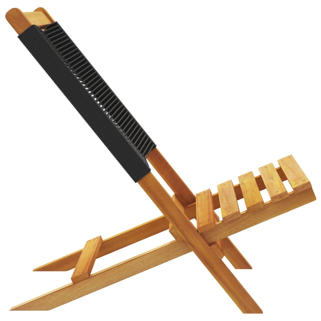 vidaXL Καρέκλες Κήπου Πτυσσόμενες 4 τεμ. Μαύρες από Μασίφ Ξύλο Ακακίας