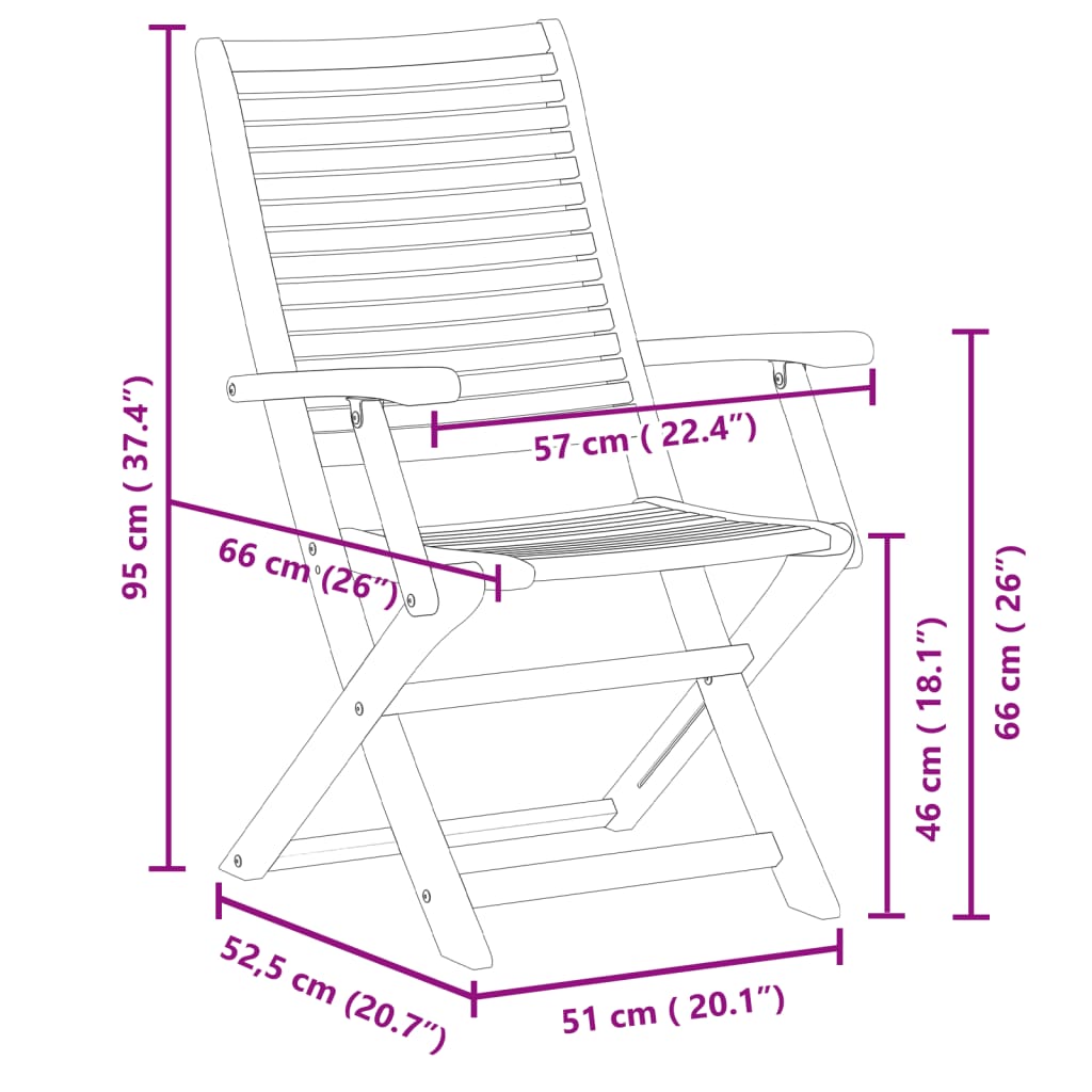 vidaXL Καρέκλες Κήπου Πτυσσόμενες 6 τεμ. 57x66x95 εκ. Μασίφ Ακακία