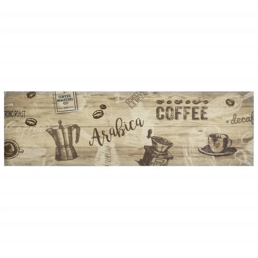 vidaXL Χαλί Κουζίνας Πλενόμενο Καφέ Επιγραφή Coffee 45x150 εκ. Βελούδο