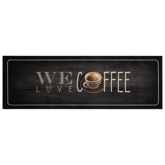 vidaXL Χαλί Κουζίνας Πλενόμενο Επιγραφή Coffee 60x180 εκ. Βελούδο