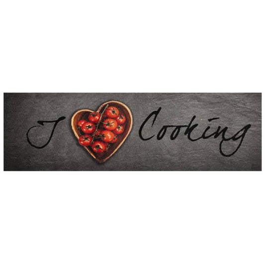 vidaXL Χαλί Κουζίνας Πλενόμενο Επιγραφή Cooking 45x150 εκ. Βελούδο