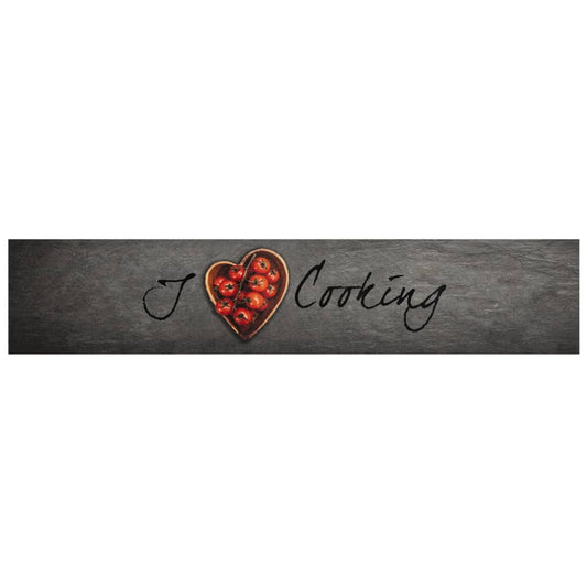 vidaXL Χαλί Κουζίνας Πλενόμενο Επιγραφή Cooking 60x300 εκ. Βελούδο