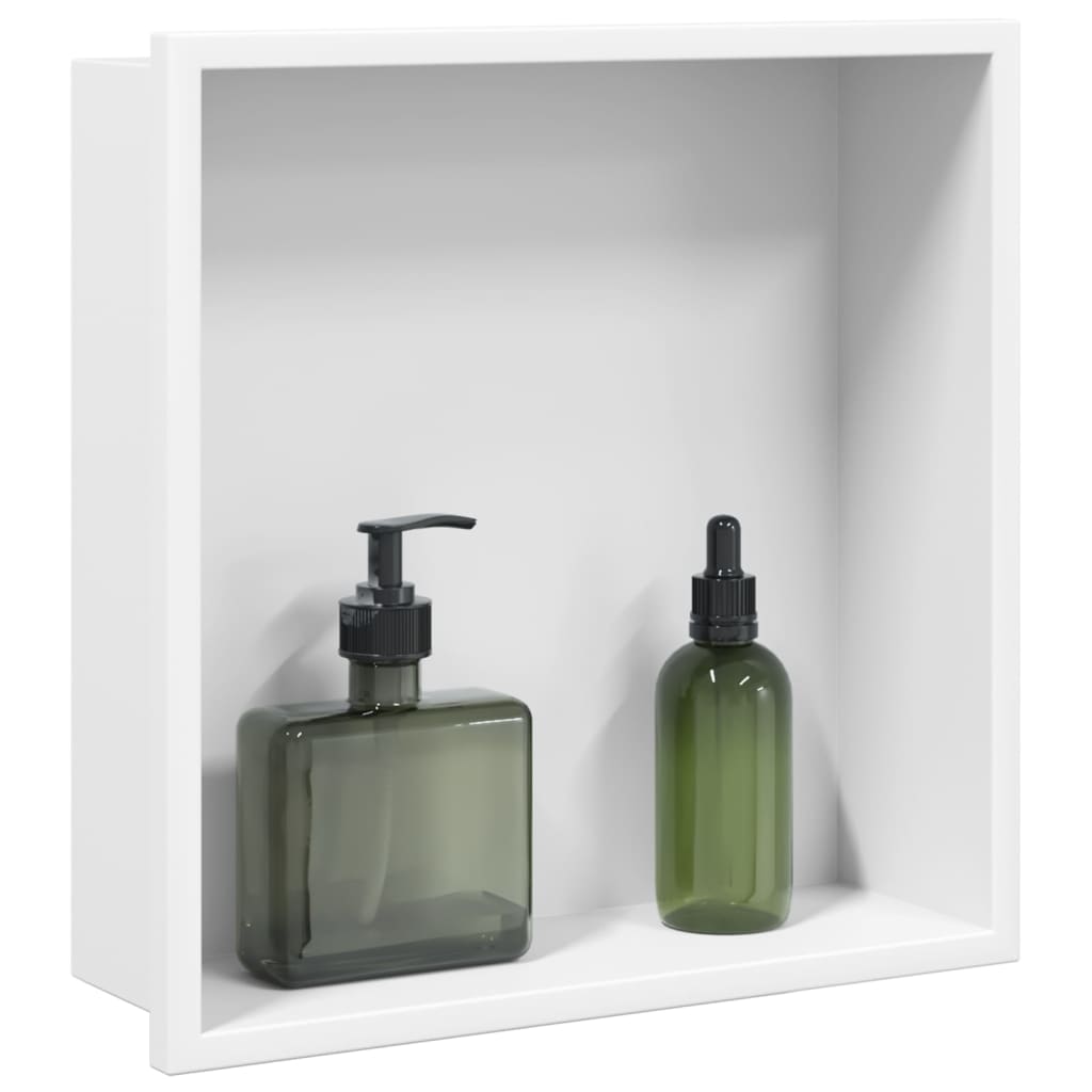 vidaXL Εσοχή Ντους Βουρστ. Λευκό Ματ 32x32x9 εκ. Αν. Ατσάλι