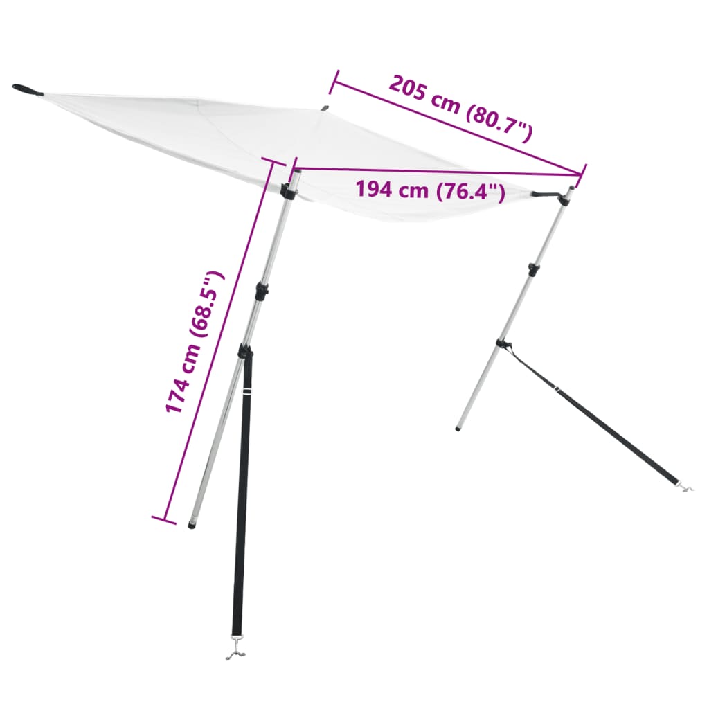 vidaXL Επέκταση Σκιάστρου Σχήμα Τ Λευκή 174x205x(115-194) εκ.