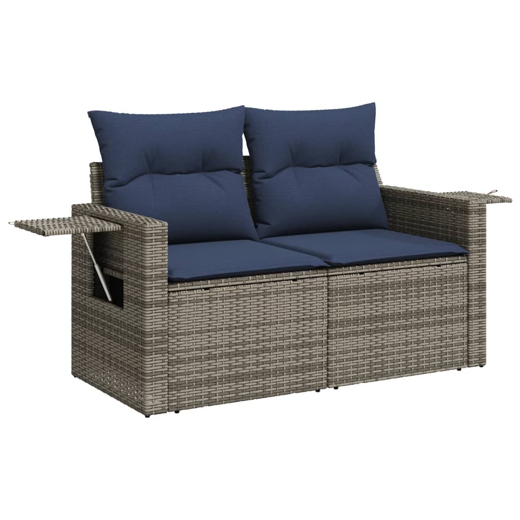 vidaXL Σετ Καναπέδων Κήπου 7 Τεμαχίων με Μαξιλάρια Γκρι από Συνθετικό Ρατάν