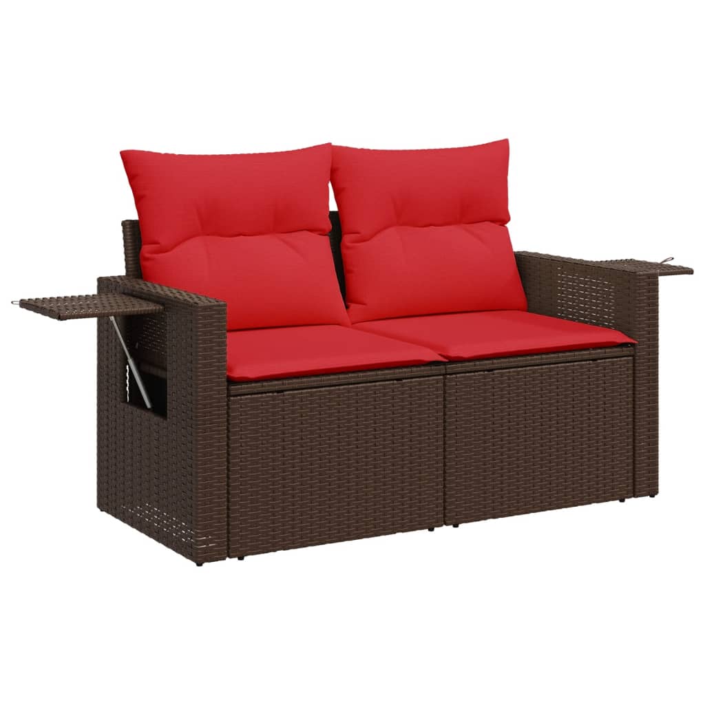 vidaXL Σετ Καναπέδων Κήπου 9 Τεμαχίων με Μαξιλάρια από Καφέ Συνθετικό Ρατάν