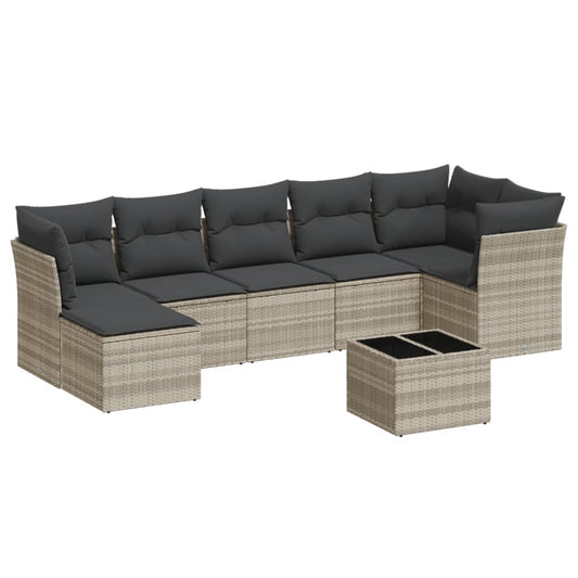 vidaXL Σαλόνι Κήπου Σετ 8 Τεμαχίων Γκρι Συνθετικό Ρατάν με Μαξιλάρια