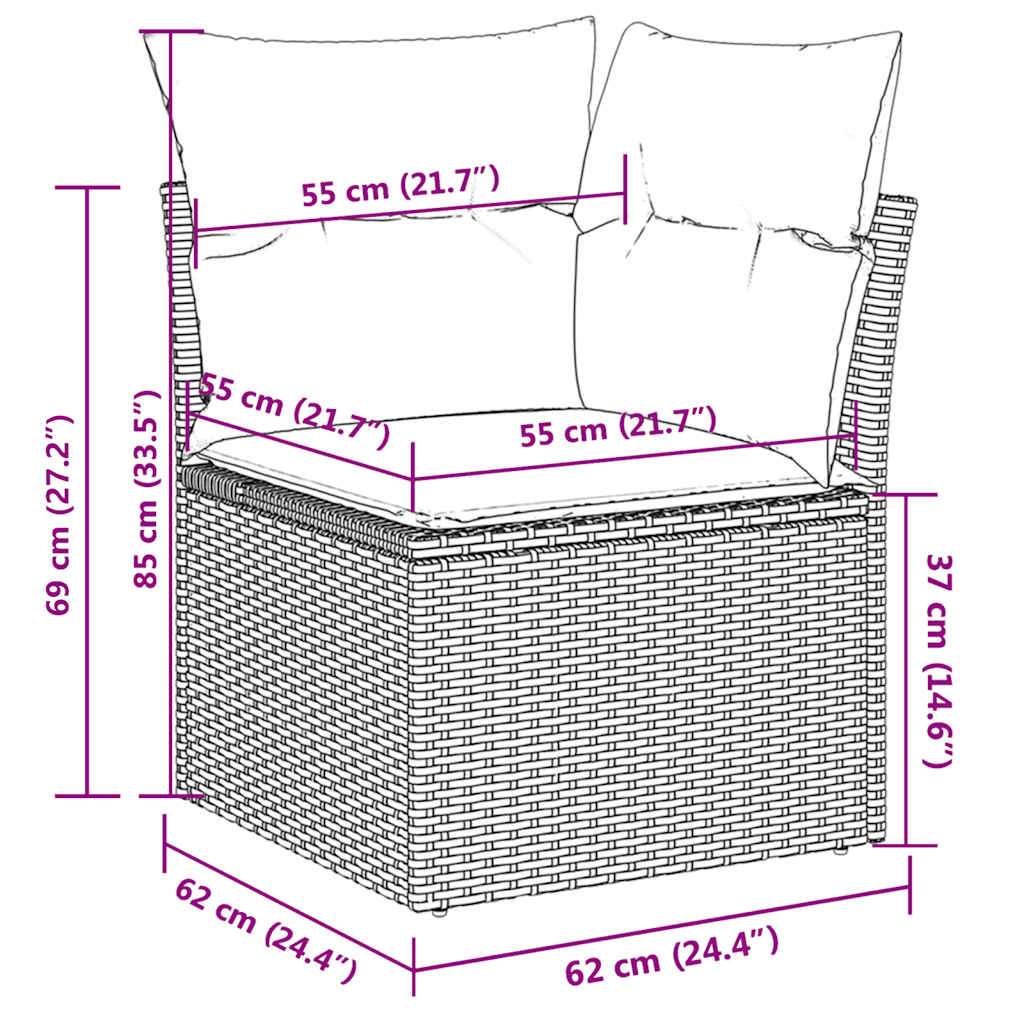 vidaXL Σαλόνι Κήπου 10 Τεμαχίων Καφέ από Συνθετικό Ρατάν με Μαξιλάρια