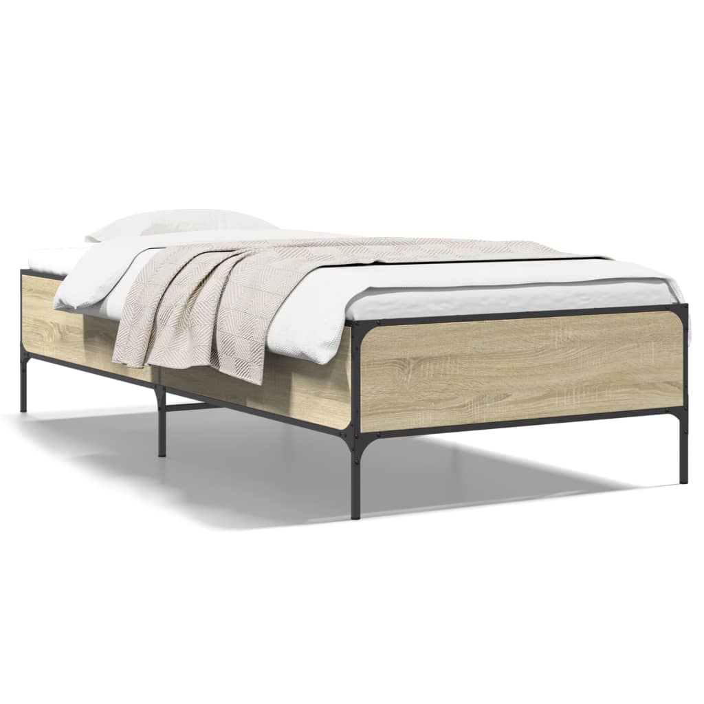 vidaXL Πλαίσιο Κρεβατιού Sonoma Δρυς 100x200 εκ. Επεξ. Ξύλο & Μέταλλο