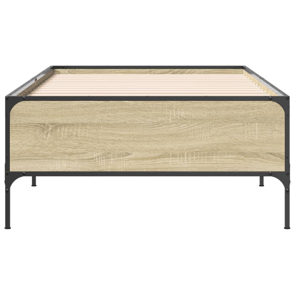 vidaXL Πλαίσιο Κρεβατιού Sonoma Δρυς 100x200 εκ. Επεξ. Ξύλο & Μέταλλο