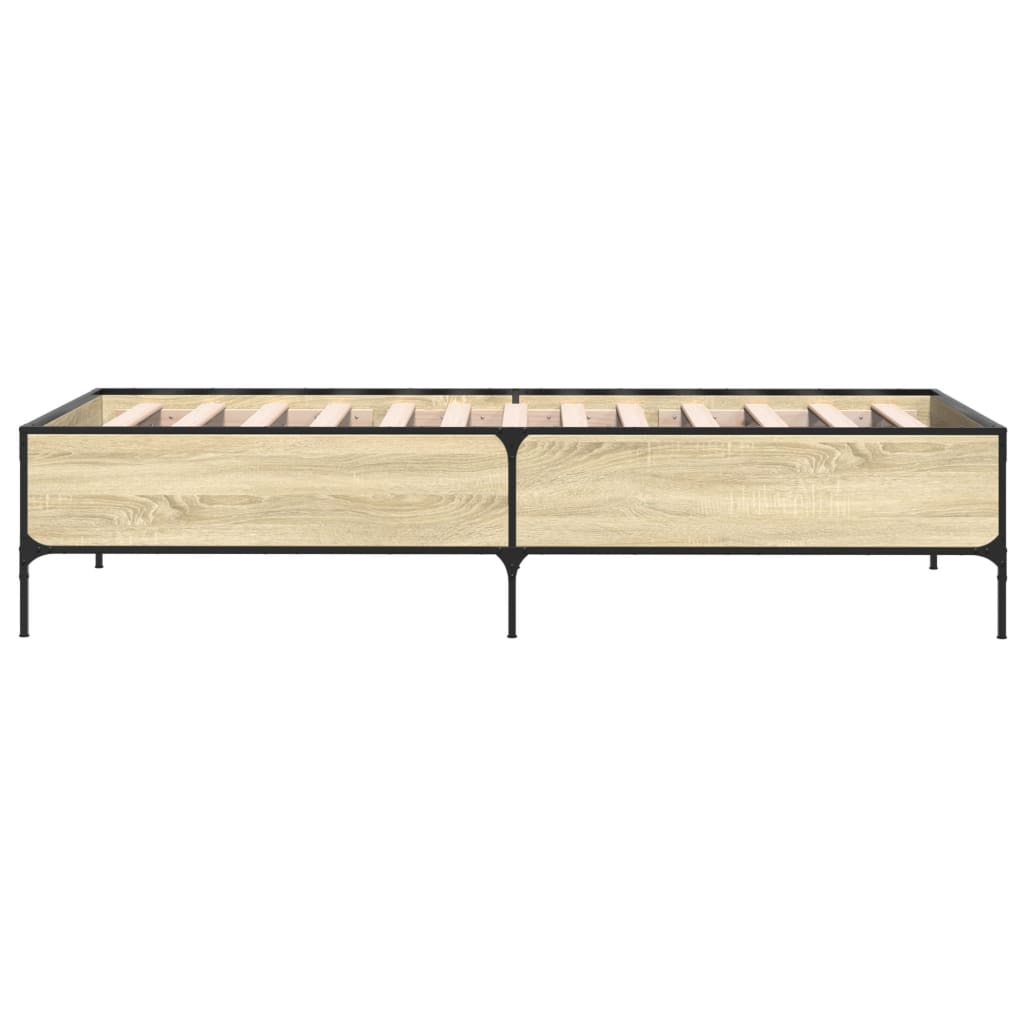 vidaXL Πλαίσιο Κρεβατιού Sonoma Δρυς 100x200 εκ. Επεξ. Ξύλο & Μέταλλο