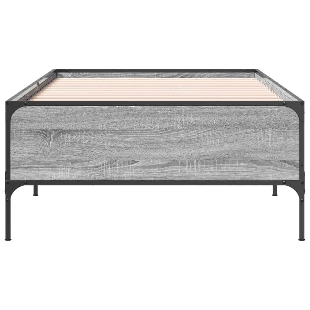 vidaXL Πλαίσιο Κρεβατιού Γκρι Sonoma 100x200 εκ. Επεξ. Ξύλο & Μέταλλο