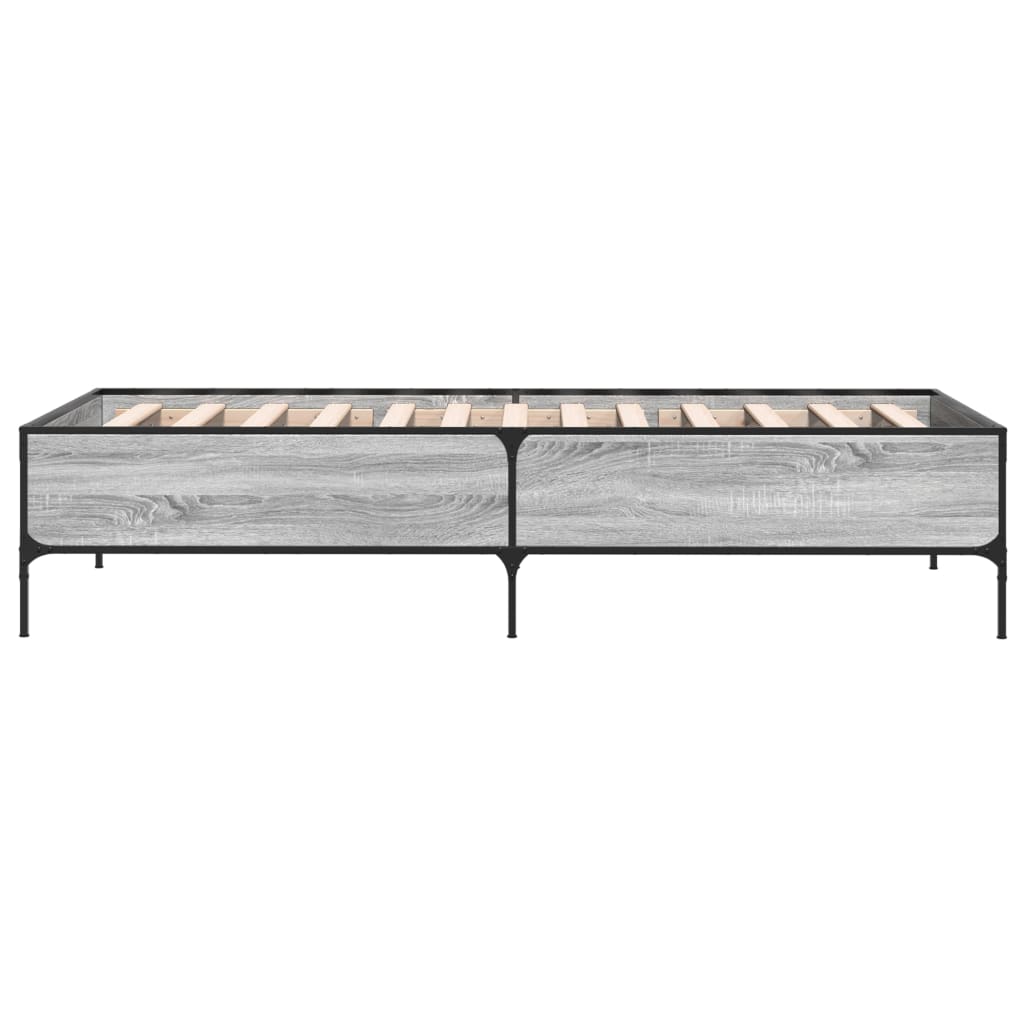 vidaXL Πλαίσιο Κρεβατιού Γκρι Sonoma 90 x 190 εκ. Επεξ. Ξύλο & Μέταλλο