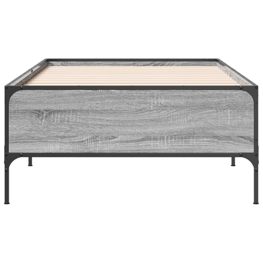 vidaXL Πλαίσιο Κρεβατιού Γκρι Sonoma 75x190 εκ. Επεξ. Ξύλο & Μέταλλο