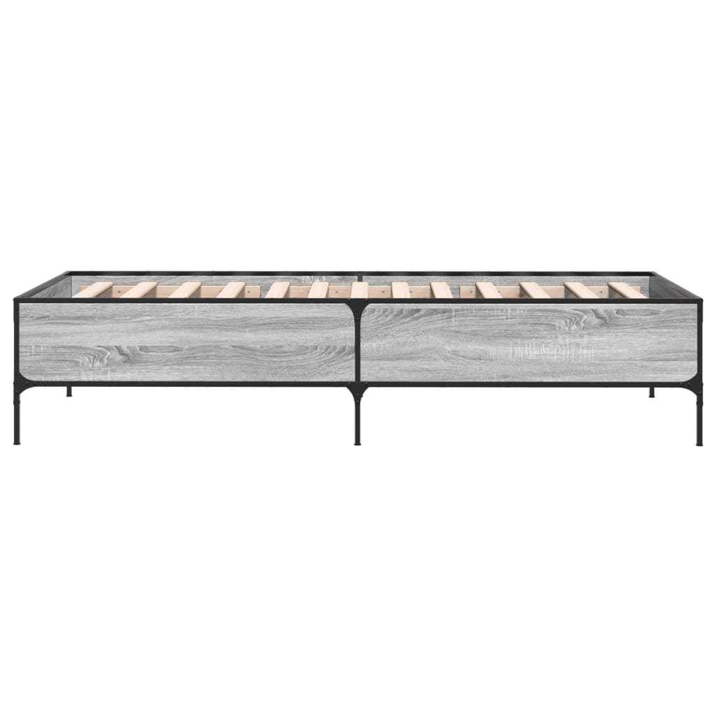 vidaXL Πλαίσιο Κρεβατιού Γκρι Sonoma 75x190 εκ. Επεξ. Ξύλο & Μέταλλο