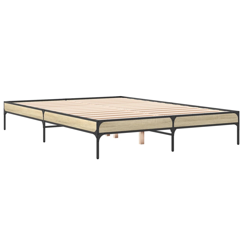 vidaXL Πλαίσιο Κρεβατιού Sonoma Δρυς 160x200 εκ. Επεξ. Ξύλο & Μέταλλο
