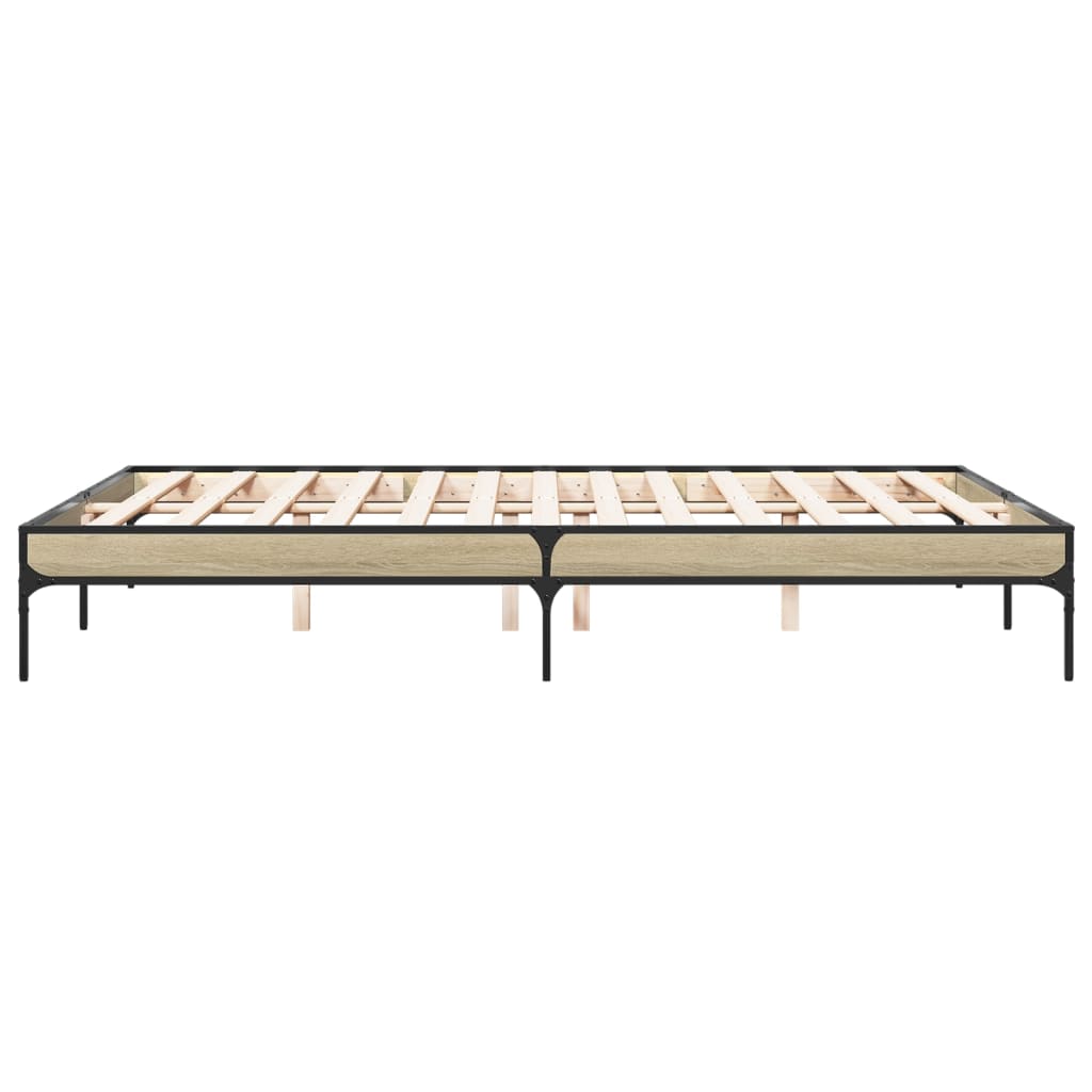 vidaXL Πλαίσιο Κρεβατιού Sonoma Δρυς 160x200 εκ. Επεξ. Ξύλο & Μέταλλο