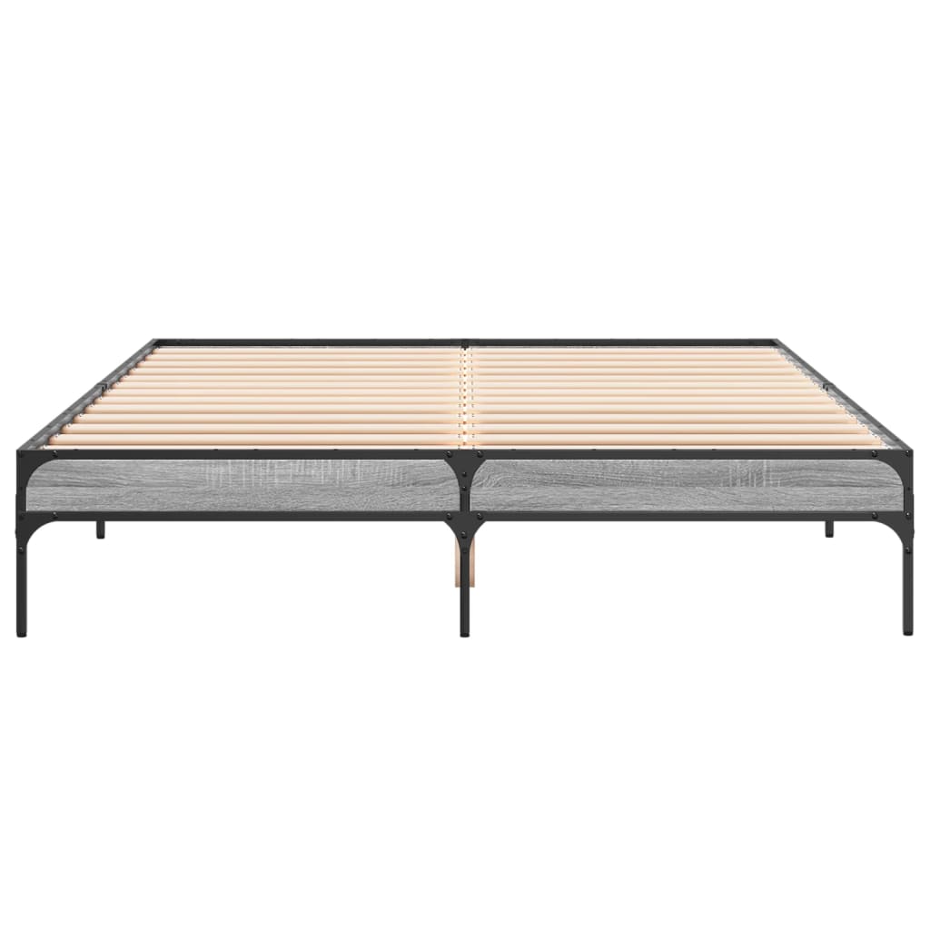 vidaXL Πλαίσιο Κρεβατιού Γκρι Sonoma 160x200 εκ. Επεξ. Ξύλο & Μέταλλο
