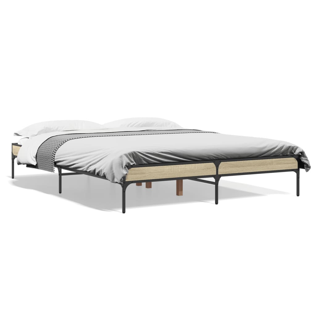 vidaXL Πλαίσιο Κρεβατιού Sonoma Δρυς 150x200 εκ. Επεξ. Ξύλο & Μέταλλο