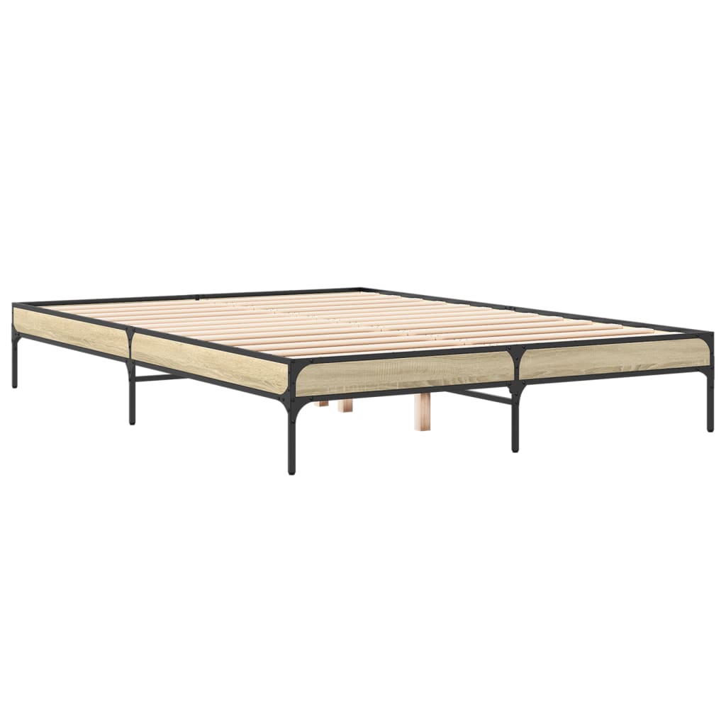 vidaXL Πλαίσιο Κρεβατιού Sonoma Δρυς 150x200 εκ. Επεξ. Ξύλο & Μέταλλο