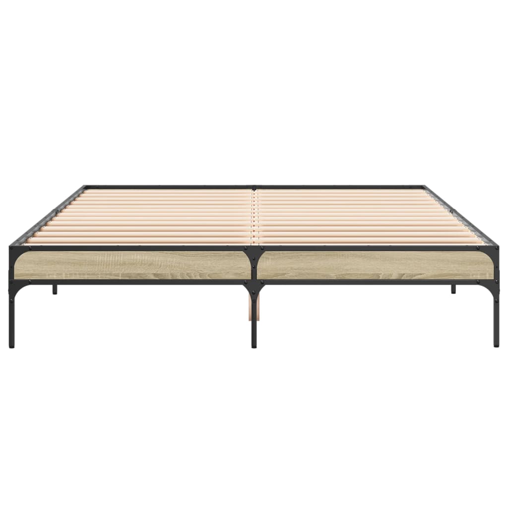 vidaXL Πλαίσιο Κρεβατιού Sonoma Δρυς 140x200 εκ. Επεξ. Ξύλο & Μέταλλο