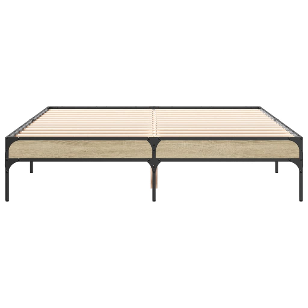 vidaXL Πλαίσιο Κρεβατιού Sonoma Δρυς 120x200 εκ. Επεξ. Ξύλο & Μέταλλο