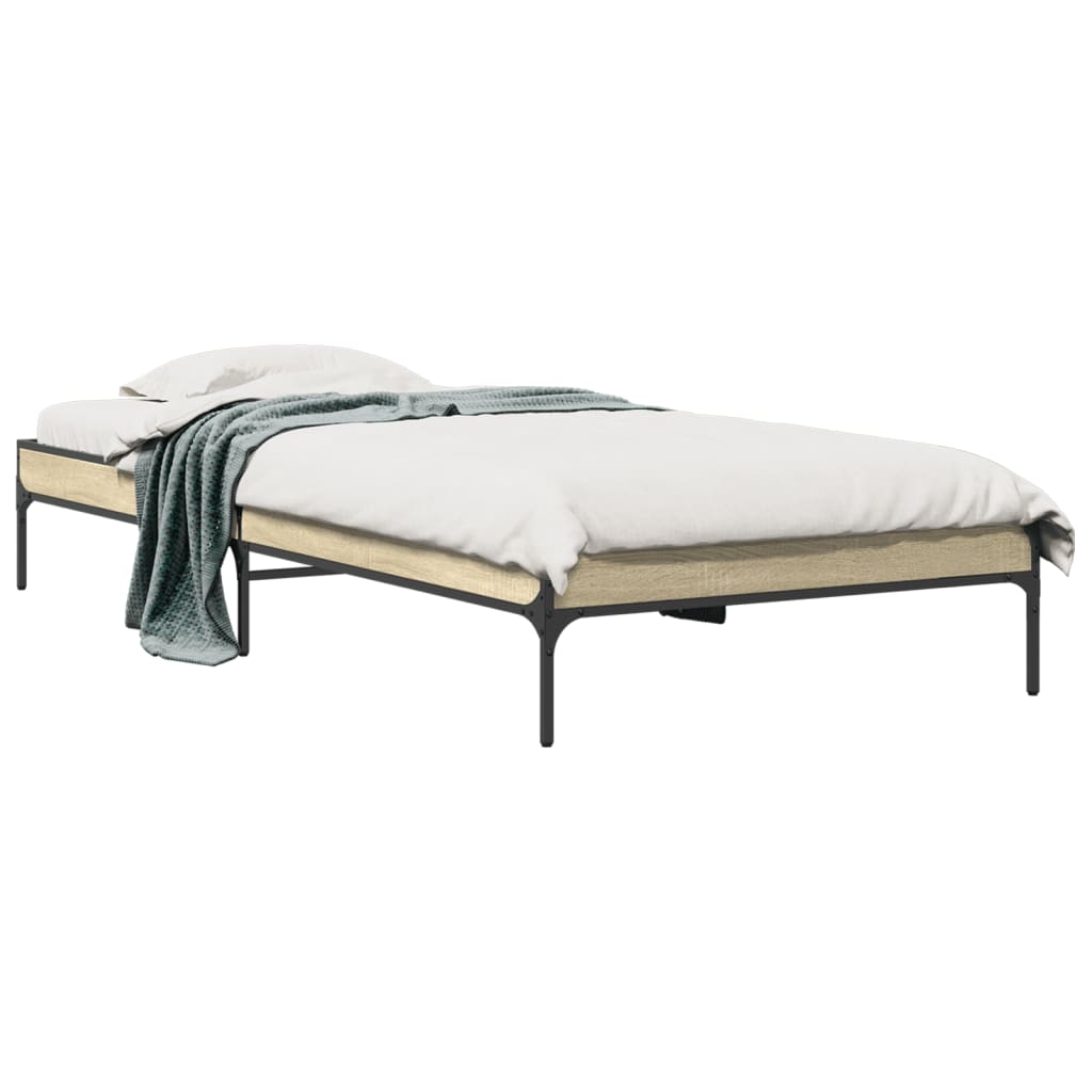 vidaXL Πλαίσιο Κρεβατιού Sonoma Δρυς 100x200 εκ. Επεξ. Ξύλο & Μέταλλο