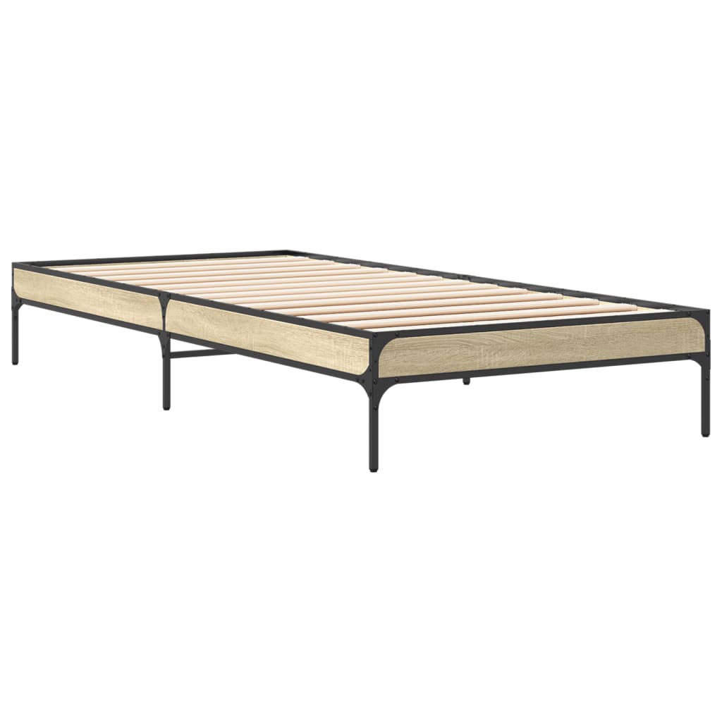 vidaXL Πλαίσιο Κρεβατιού Sonoma Δρυς 100x200 εκ. Επεξ. Ξύλο & Μέταλλο