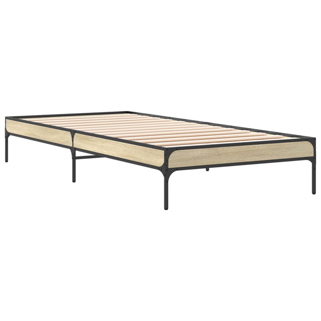 vidaXL Πλαίσιο Κρεβατιού Sonoma Δρυς 100x200 εκ. Επεξ. Ξύλο & Μέταλλο