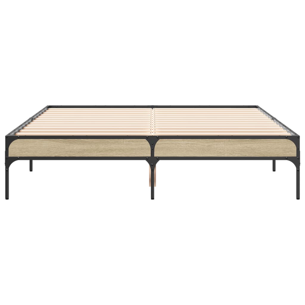 vidaXL Πλαίσιο Κρεβατιού Sonoma Δρυς 140x190 εκ. Επεξ. Ξύλο & Μέταλλο
