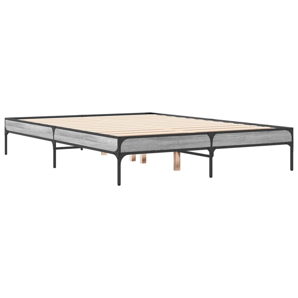 vidaXL Πλαίσιο Κρεβατιού Γκρι Sonoma 140x190 εκ. Επεξ. Ξύλο & Μέταλλο