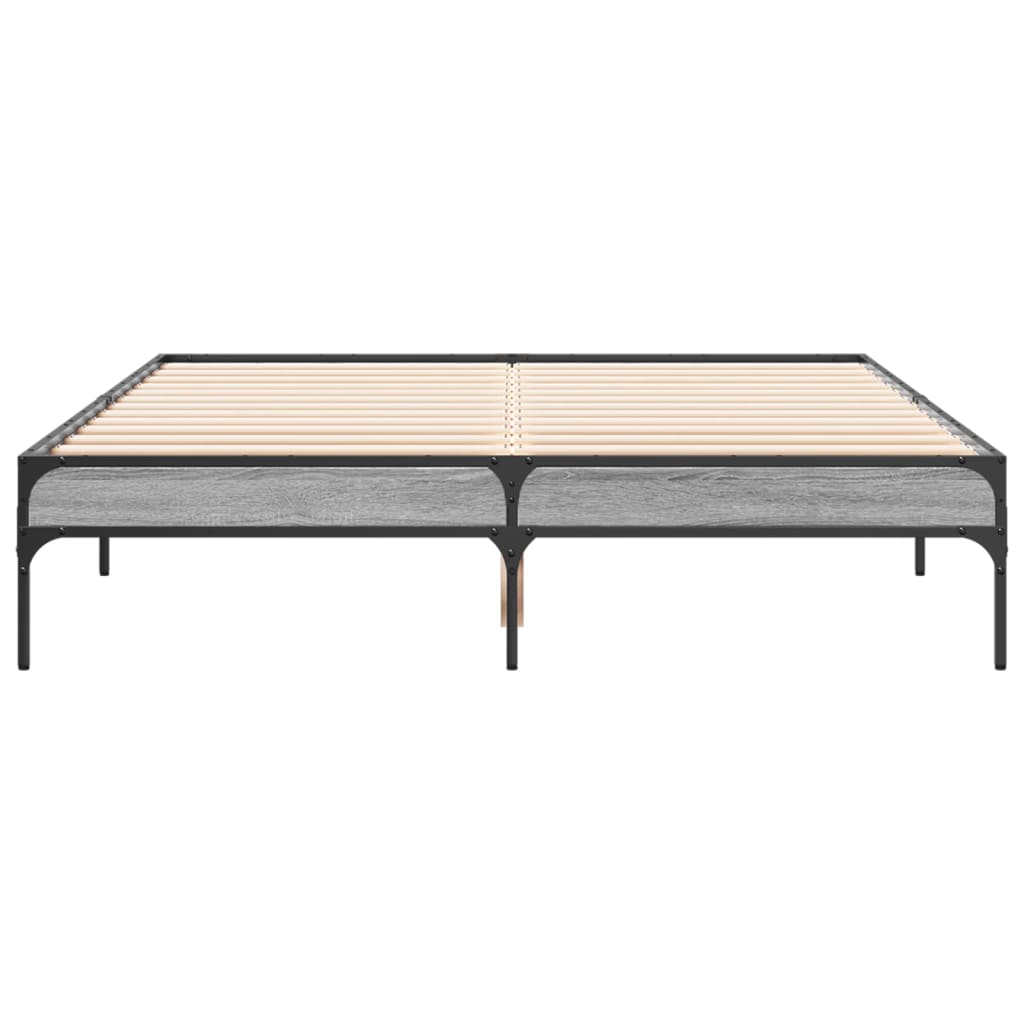 vidaXL Πλαίσιο Κρεβατιού Γκρι Sonoma 135x190 εκ. Επεξ. Ξύλο & Μέταλλο
