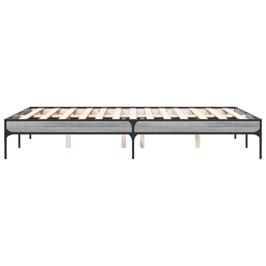 vidaXL Πλαίσιο Κρεβατιού Γκρι Sonoma 135x190 εκ. Επεξ. Ξύλο & Μέταλλο