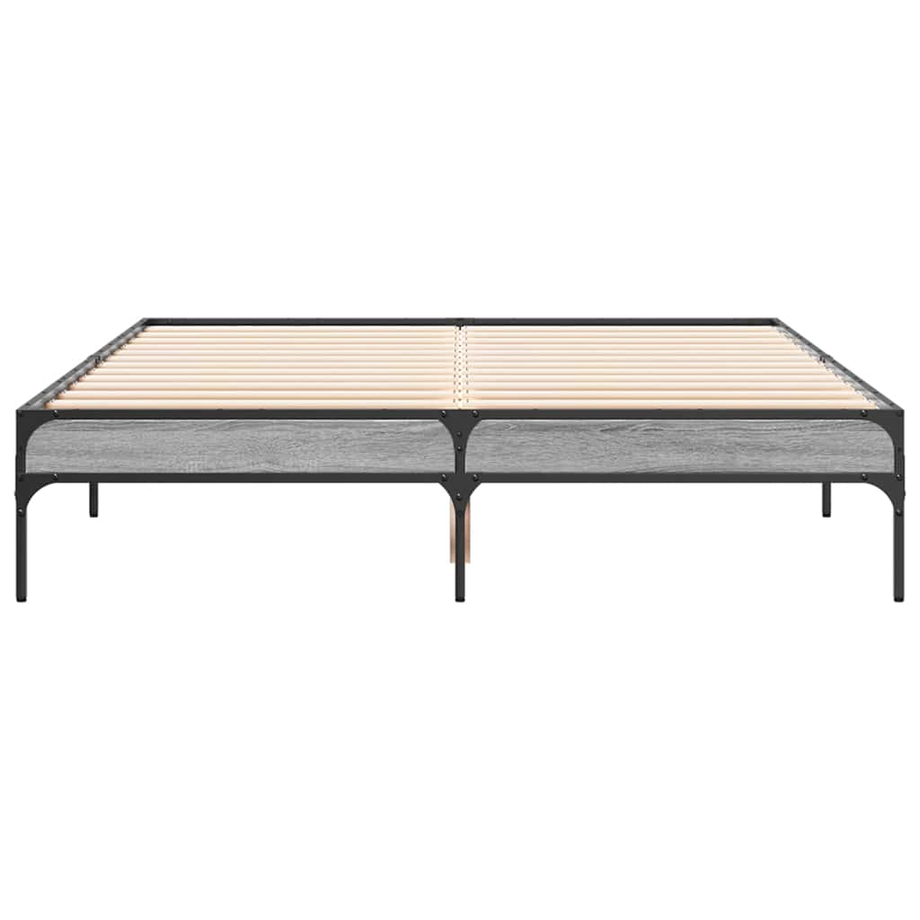 vidaXL Πλαίσιο Κρεβατιού Γκρι Sonoma 120 x 190εκ. Επεξ. Ξύλο & Μέταλλο