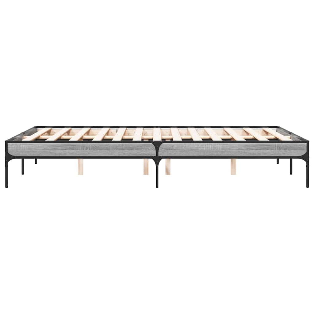 vidaXL Πλαίσιο Κρεβατιού Γκρι Sonoma 120 x 190εκ. Επεξ. Ξύλο & Μέταλλο