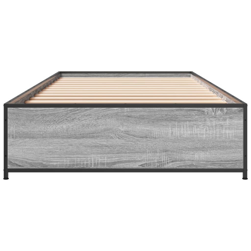 vidaXL Πλαίσιο Κρεβατιού Γκρι Sonoma 100x200 εκ. Επεξ. Ξύλο & Μέταλλο