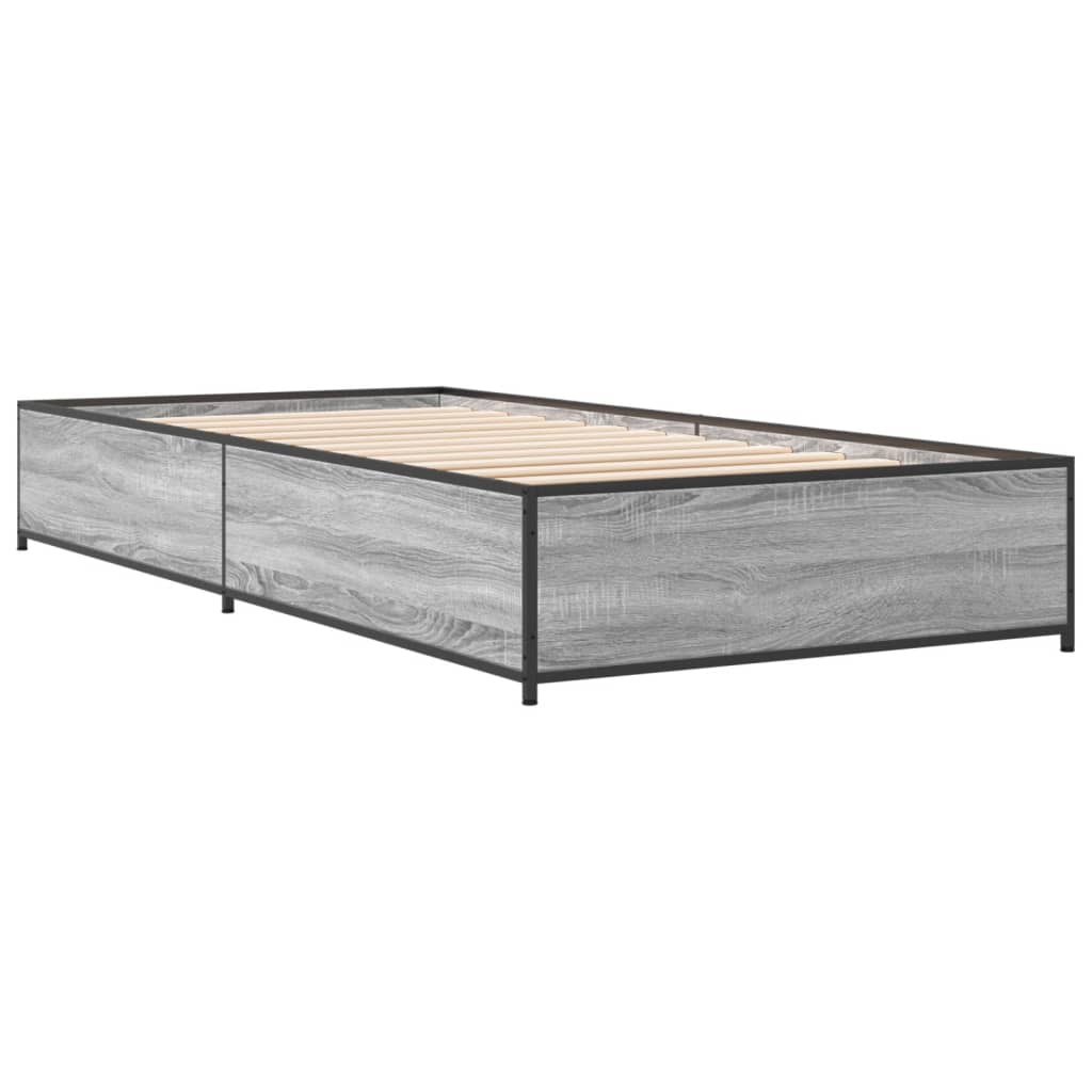 vidaXL Πλαίσιο Κρεβατιού Γκρι Sonoma 100x200 εκ. Επεξ. Ξύλο & Μέταλλο