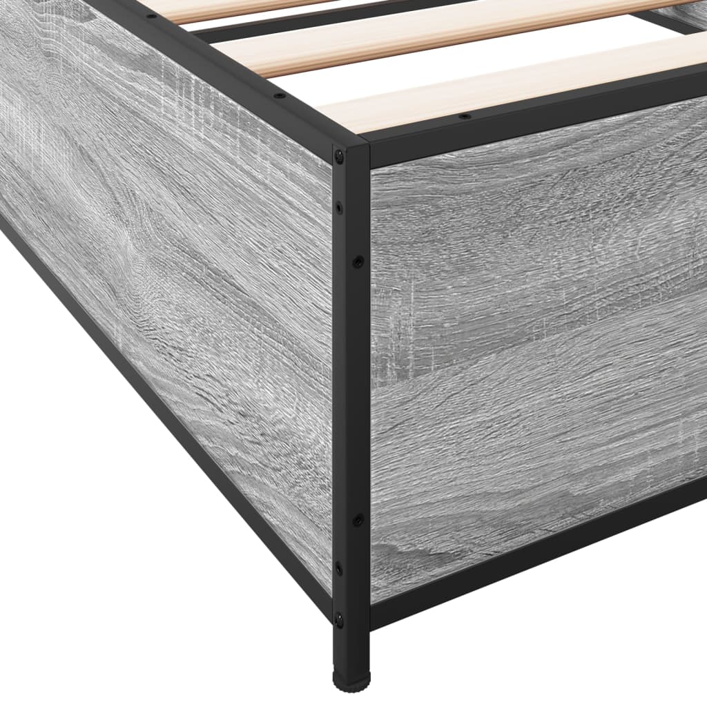 vidaXL Πλαίσιο Κρεβατιού Γκρι Sonoma 100x200 εκ. Επεξ. Ξύλο & Μέταλλο