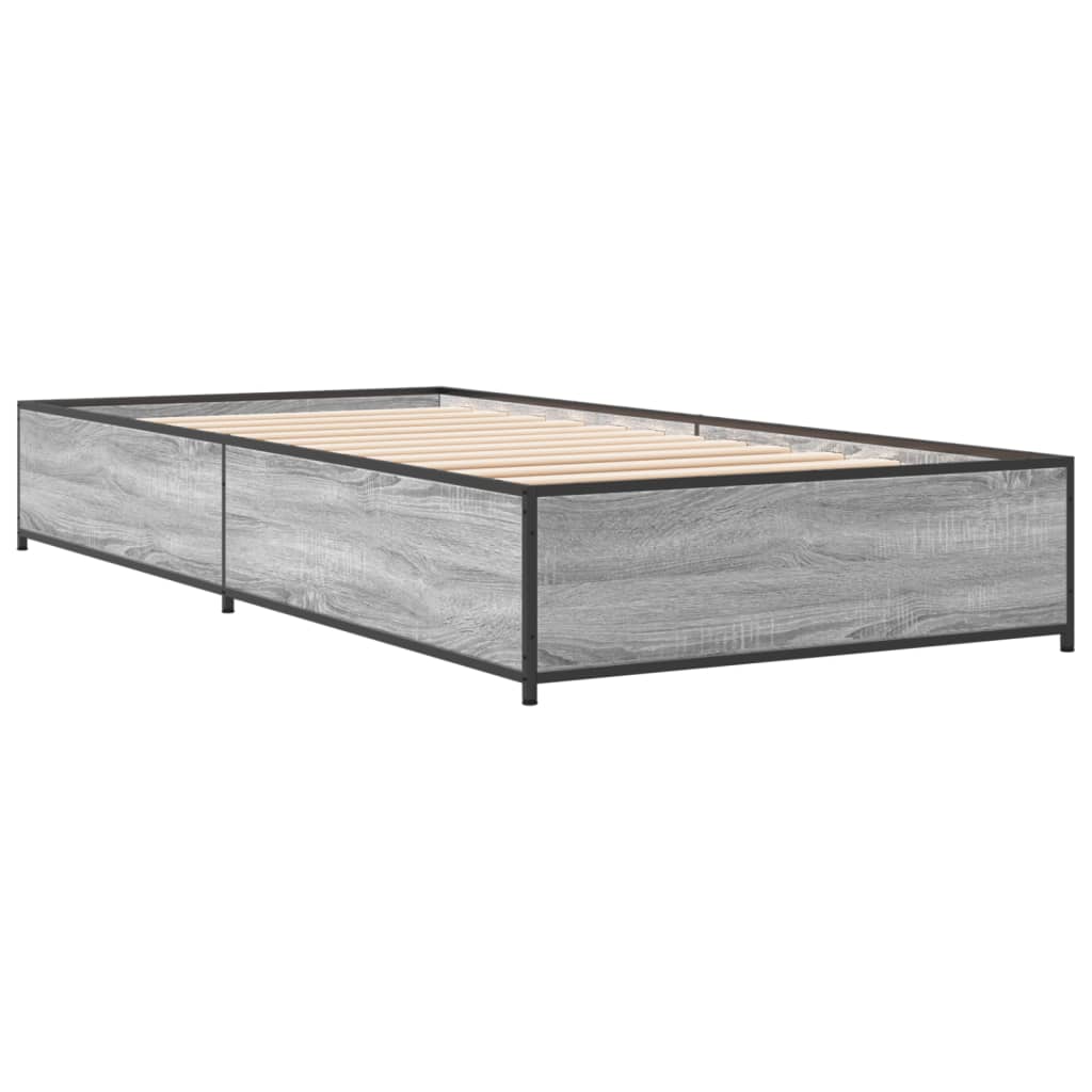vidaXL Πλαίσιο Κρεβατιού Γκρι Sonoma 75x190 εκ. Επεξ. Ξύλο & Μέταλλο